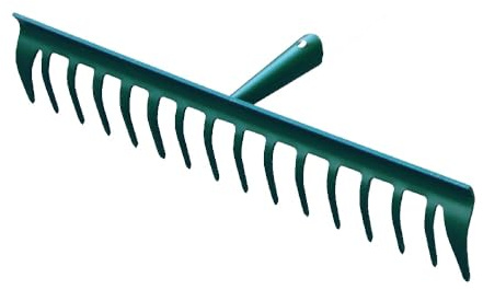 LEBORGNE - Râteaux Duopro 16 Dents Courbes sans Manche - Outillage de Jardin - Râteaux - pour Ratissage, Nivelage, Épandage - Professionnels BTP et Jardinage