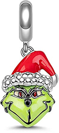 LaMenars Schneemann und Weihnachtsmütze Sterling Silber Charm funkelnder Weihnachtsbaum baumeln Anhänger, Mädchen Perlen Geschenke für Frauen Armband Halskette