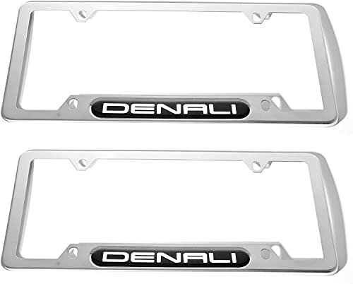 ALMOO Denali - Marco para placa de matrícula de acero inoxidable (2 unidades, cromado)