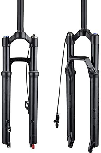 BOLANY 27,5/29 Zoll Fahrrad-Federgabel 34 mm Stützen 1-1/8 Gewindeloser gerader Lenker 120 mm Reise-MTB Luftgabel mit Dämpfungsrückprallverstellung (Fernbedienung, 27,5 Zoll)
