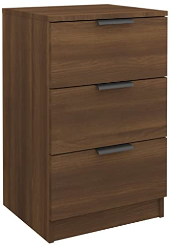 vidaXL Nachttisch mit 3 Schubladen Nachtschrank Nachtkonsole Nachtkommode Schlafzimmer Schrank Kommode Braun Eichen-Optik 40x36x65cm Holzwerkstoff