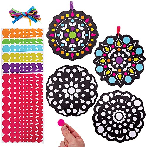 Baker Ross FX232 Rangoli Dotty konstdekorationer – 12-pack, klistermärkeskonst och hantverk för barn, dekorationstillverkning, enkla hantverk för barn