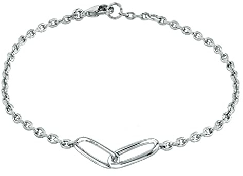 VIORET- Pulsera de Eslabones para Hombre de Plata de 1ª Ley 925-16,5 cm de largo- (Medidas aprox. Disponible en 16,5 cm, 17,5 cm y 18,5 cm. Cadena de 2,2 mm de grosor. Eslabones de 3,5 cm de largo)