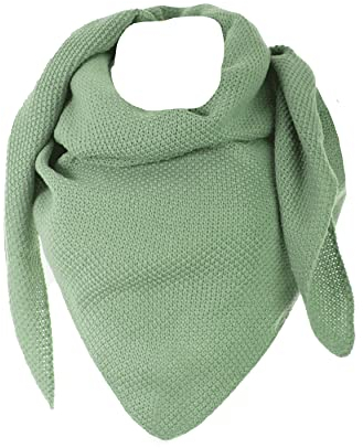 FASHION YOU WANT Damen XXL Strick Dreieck Schal mit Reiskorn Strickmuster in Unifarben, Schal, Leichtes Tuch (grün)