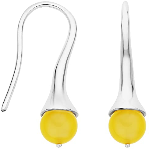 Außergewöhnliche Platinierte Ohrringe Silber 925 Stecker, Jugendstil Bernsteinohrringe Hängeohrringe, Bernstein Ohrring, Tropfen Ohrhänger Damen, Ohrstecker hängend (Silber Platiniert)