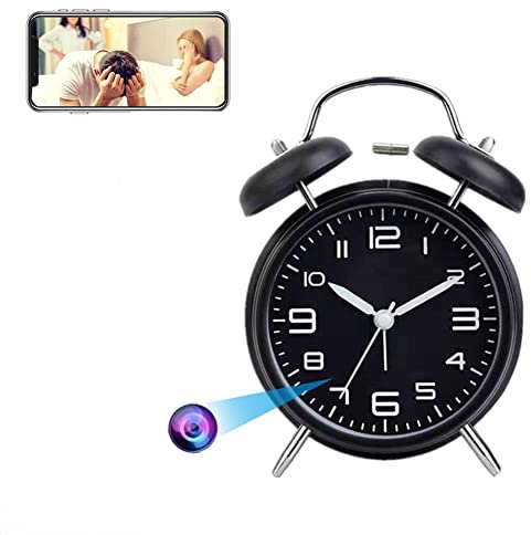 Firstoy Cámara oculta espía, reloj despertador WiFi 1080P, cámara de seguridad inalámbrica, mini grabadora de video con visión nocturna y visión remota, compatible con iOS/Android, reloj despertador