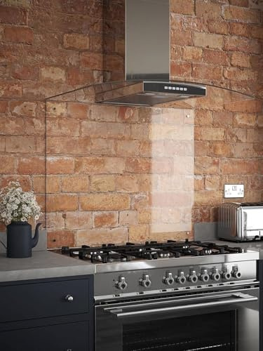 Generic Clear Glass Splashback with Chrome Caps, 900 x 700mm
