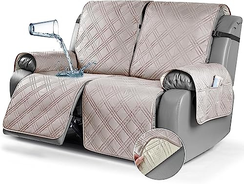 LINGKY Protector Funda Sillon Relax, Cubre Sofa 1 Plaza, Cubre Sillon reclinable Acolchado Reversible, Fundas para Sofa Antimanchas (Crema,2 Plazas)