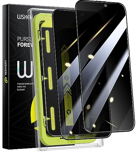 WSKEN for iPhone 15 Pro Max Privacy Screen Protector - [28°Anti Spy][Auto-Dust Removal] Full Coverage 9H Hardness Tempered Glass Easy Installation,Bubble Free,Anti Fingerprint,Anti Scratch,2 Pack