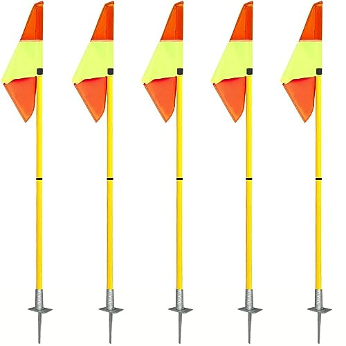 Slalomstangen Agility-Ausrüstung Tragbare Fußballfeld-Eckfahnen, Agility-Stangen, Spleiß-Markierungsstange mit hellen Flaggen und Anti-Shedding-Seil, Geschwindigkeitsstange for das Sporttraining(1m(3.
