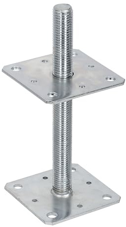 MiG-met - Pfostenträger 110x110mm - Pfostenträger Höhenverstellbar - Bodenhülse aus Metall Verzinkt, mit M24 Gewinde - Balkenträger für Holzbalken, Holzpfosten - Witterungsbeständig - 110x110x250mm