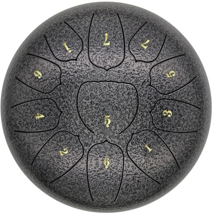 Fesjoy Zungentrommel aus Stahl 6 Zoll Steel Tongue Drum 11 Notes Handpan Drum mit Drum Mallet Finger Picks Percussion für Meditation Yoga