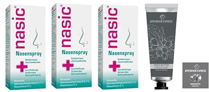Nasic Nasenspray 15 ml für Erwachsene Set mit 3 x 15 ml inkl. einer Handcreme ODER Handseife der West-Apotheke (Apotheken-Express)