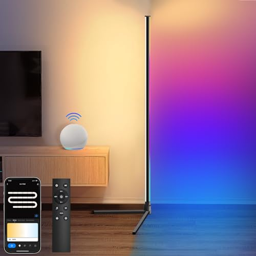 Weilim Lampada LED RGB da Terra, Lampada da Terra LED Smart con Telecomando e Timer Piantana Dimmerabile Compatibile con Alexa, Google Home - 16 Milioni Colori, Musica Sincronizzazione,155cm