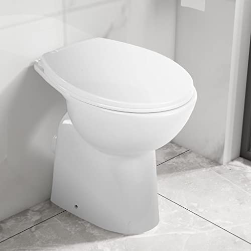 Rantry Inodoro alto sin bordes, cierre suave, 7 cm más alto, cerámica, color blanco