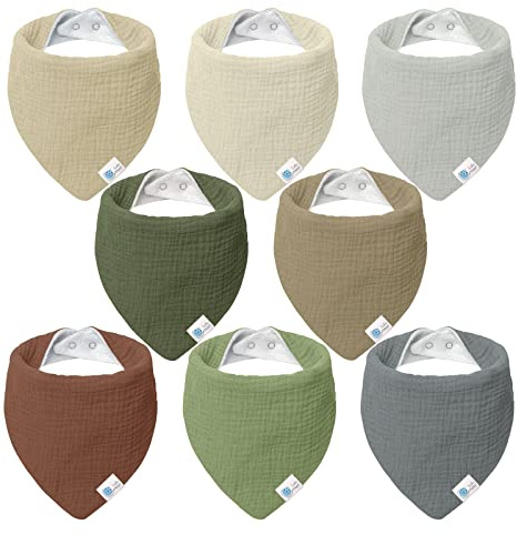 lulumoon Bavoir en Mousseline pour Bébé : Foulard Triangulaire pour Bébé Fille et Garçon, 100% Coton (A-Forest)