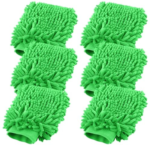 FS-PINGXIANG 6 Pcs Car Wash Mitts, Double Sided Microfiber Car Wash Mitts Super Absorbent Microfibre Gloves Microfibre Cloth for Car Cleaning Household Cleaning
