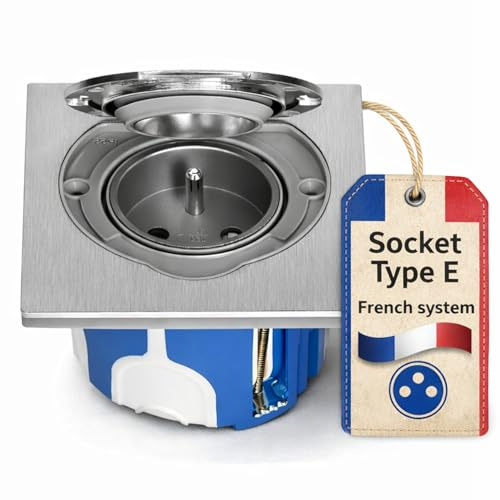 Prise en acier inoxydable IP55, couvercle à clapet, pince enfichable, boîte de commutation coupe-vent, type E français