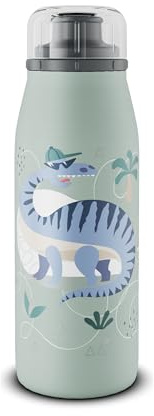 alfi KIDS ISO BOTTLE Isolierflasche 0,35 l, 24 h kalt, crazy dinos | Kohlensäurefest, auslaufsicher, Drehverschluss, leicht & robust, Edelstahl-Trinkflasche, 12 h heiß, für Schule, Dinosaurier