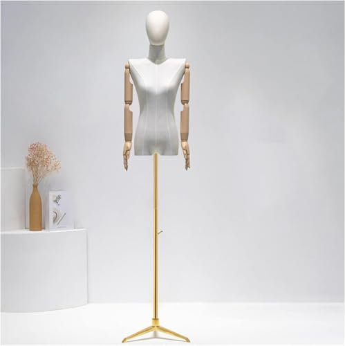 Weiblicher Schaufensterpuppen-Torso, höhenverstellbar, Modellkörper-Display mit Stativfuß, Näh-Schneiderpuppe, Flexibler Arm, für Bekleidungsschule, Silber, Einheitsgröße (Goldgröße)