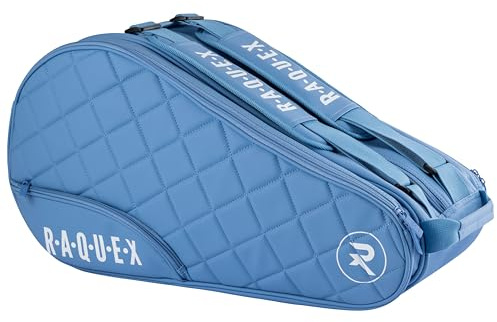Raquex Elite gesteppte Padelschlägertasche (bis zu 4 Schläger) – Blau oder Schwarz – Padeltasche aus Kunstleder für Herren und Damen. Gepolsterte Padelschläger-Schutztasche – luxuriöses Padel-Geschenk