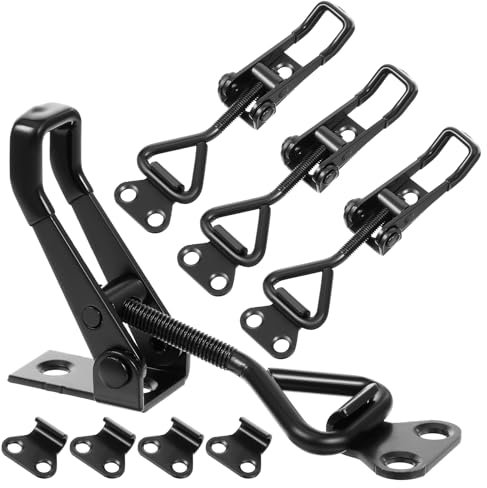 PEOVLVN Paquete de 4 abrazaderas de palanca de 100 kg, capacidad de sujeción de 220 libras, cierre de palanca ajustable 4001, cierres de acero inoxidable para puerta de armario, cajas de herramientas,