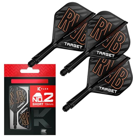 Target Darts Raymond Van Barneveld K Flex Flights und Shaft System, No.2 | Packung mit 3 Kflex All In One Flights, Player Edition Darts Zubehör | K-Flex Dart Schaft Short/Intermediate/Medium