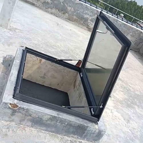 claraboya Ventana de la claraboya con el vidrio moderado de la Doble-capa, Cubiertas de tragaluz personalizables para techo inclinado y plano, Sellado sótano ventana de luz diurna(70x70cm/27.6x27.6inc