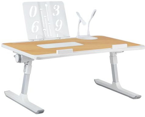 HUOLE Plateau de lit Portable pour Ordinateur Portable avec Pieds Pliables,Bureau Pliable pour Travailler, Lire et écrire, Convient pour canapé, lit, Plage, 60 * 40 * 26-39cm-Noyer