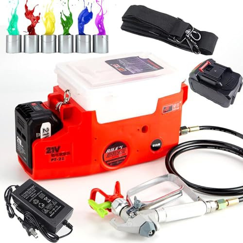MJMLUCK Pistola a spruzzo Portatile airless, Pistola a spruzzo Senza Fili a Zaino da 1,7 l, Pistola a spruzzo elettrica Ricaricabile da 500 W per pareti e mobili, con 6 velocità