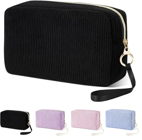 Likesing Tampon Holder for Purse, Corduroy Women Period Bag Pouch(Black)