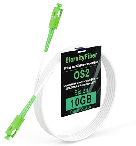 8ternityFiber OS2 Cavo in fibra ottica 5M/16FT corazzato SCA su SCA, Armoured Fibre Optic Cable Simplex Singlemode 9/125μm per industria/esterno, lunghezza a scelta: 1m-50m, 3mm LSZH bianco
