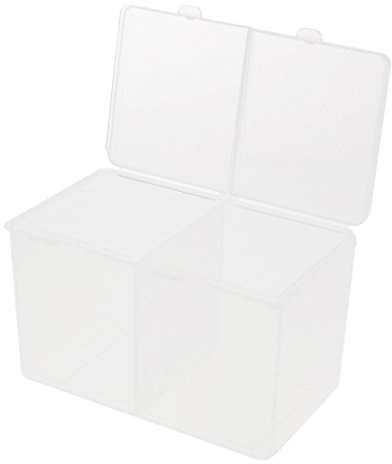 KBOLAE Boîte de rangement en plastique à 2 compartiments pour cotons-tiges, tampons de maquillage