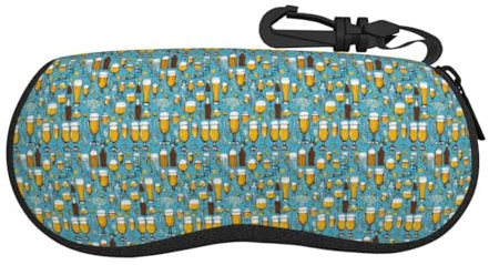 CADREWY Étui à lunettes souple imprimé bulles de bière, étui à lunettes de soleil élégant pour homme et femme, accessoire de voyage multi-usage