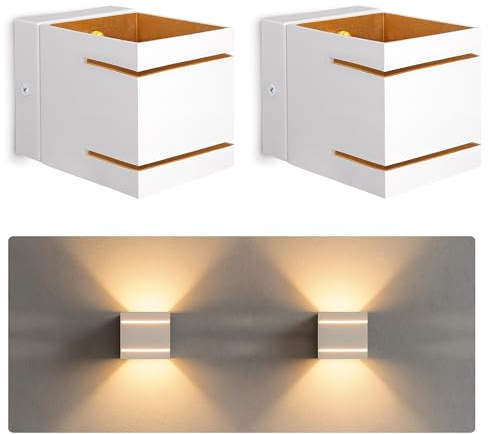 SSC-LUXon KOURA Wandlampe 2er weiß-gold indirekt Schlitzlicht für G9 | Zwei Wandlampen weiß-gold mit Schlitzlicht - indirekte Ausstrahlung für Wohn- & Schlafzimmer, für G9 (ohne Leuchtmittel)
