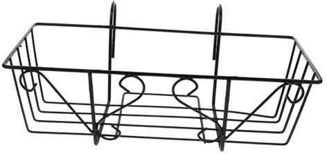 Abaodam Portavaso Sospeso in Ferro Battuto Nero per Balcone, Portafiori Robusto da Appendere, Supporto per Fiori da Esterno per Spazi Verdi e Terrazzi, Resistente e Stabile