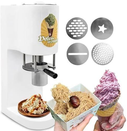 YEHOZZ Máquina Comercial para Hacer Helado De Espagueti, 80 W, 4 Moldes para Fideos, 29-30 litros/H, Extrusora Profesional para Helado