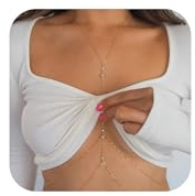 MIYUEFAN Corpo Catena per Donne, Strati Cristallo Corpo Collana Sexy Spiaggia Bikini Reggiseno Nightclub Catena Corpo Accessorio Gioielli (Oro – 6 CZ)