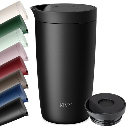 KIVY Thermobecher 350 ml - 6h Heiß | 24h Kalt - Spülmaschinenfest -BPA-Frei | Auslaufsicher - Für Kaffee, Tee & Iced Coffee - Coffee to go Becher - Thermotasse mit Deckel - Isolierbecher - Travel Mug