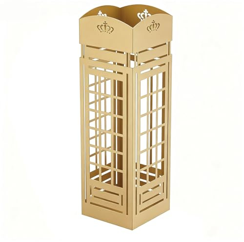 Aurorvix Praktischer Schirmständer für eine aufgeräumte Eingangszone – platzsparend, stylisch & aus robustem Material – elegant, korrosionsgeschützt und pflegeleicht(Telefonzelle) (Gold)