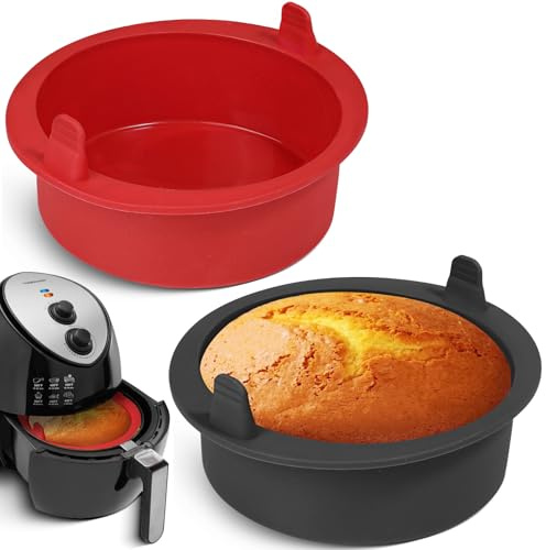 webake Mini kakform, rund silikon för varmluftsfritös, 2 stycken, 18 cm, luftfrys, liten kakform, silikonform, luftfryer bakform