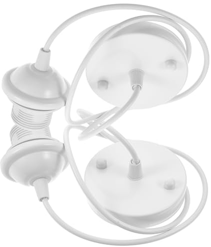 DOITOOL Portalampada E27 Filettato da Soffitto Cavo Bianco 1 Metro, Set 2 Pezzi Baldacchino per Lampada a Sospensione, Supporto per Lampadine LED e Alogene, Installazione per Soffitti