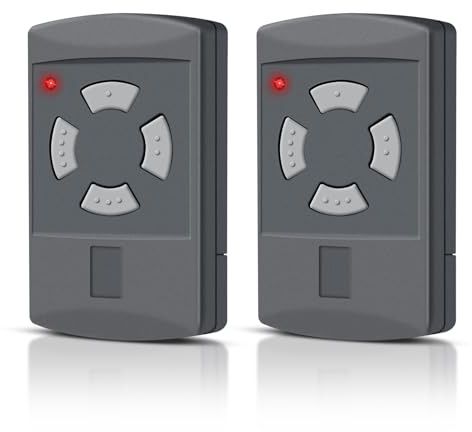 Ghekkli Lot de 2 Telecommande Portail Rechange pour Hörmann HSM4-40, 40,685 MHz, pour Telecommande Hörmann HSM2-40, HS2-40, HS4-40, HSE2-40, HSE4-40, Gris Bouton, 4 Canaux