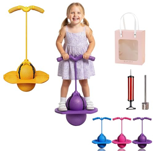 fjaldjfu 2026 Neu Pogo-Sprungball Für Kinder Und Erwachsene, Pogo Ball Mit Griff, Hüpfspielzeug Outdoor, Tragfähigkeit 300 Kg, Verdickt Und Verschleißfest, Sicher Und Unterhaltsam (Gelb)