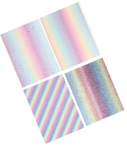 EXAOMBLE Selbstgemacht Lederstoff 4 Stück A5 20x15cm mit Regenbogen Farbverlauf für Taschen Schmuck und Schuhdesign Bastelmaterial