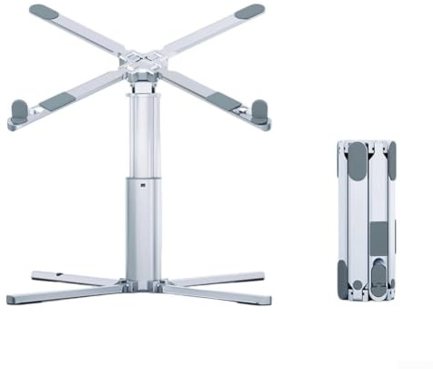 Estación de acoplamiento para laptop de 10 puertos con soporte, hub de aluminio giratorio de 360° en altura ajustable, expansión de datos USB 3.0, para viajes de oficina, color plateado (soporte)