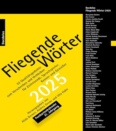 Fliegende Wörter 2025. Postkartenkalender: 53 Qualitätsgedichte zum Verschreiben und Verbleiben