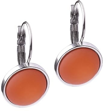 Polarisohrring Katharina, 12mm original Polariscabochon in vielen attraktiven Farben in einer Klappbrisur aus Edelstahl, handgefertigt von Adi-Modeschmuck in Berlin (orange)