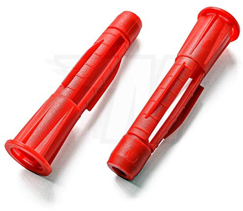 100 x Universal Dowels for Solid Building Material Hollow Building Material in Red/Grey with Collar, red