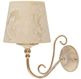 Applique murale de style rustique, lampe murale baroque, shabby chic, or, antique, blanc, lampe chambre à coucher mur, H:25 cm, E27, salon, lampe murale d'intérieur